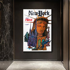 New York Vintage Seyahat Posteri Temalı Cam Tablo