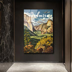 Yosemite Milli Parkı Vintage Manzara Cam Tablo