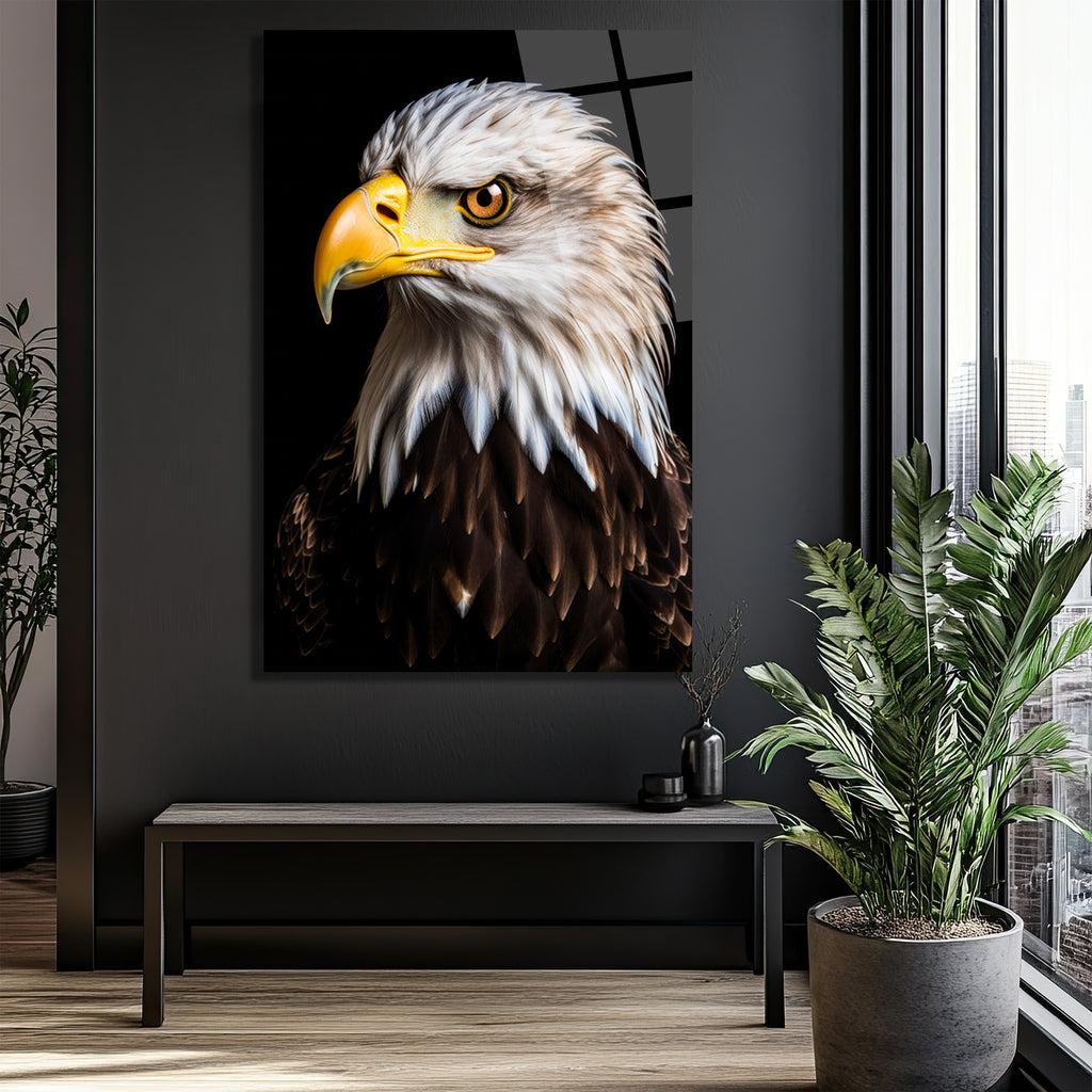 Görkemli Kartal Portresi Lüks Cam Tablo