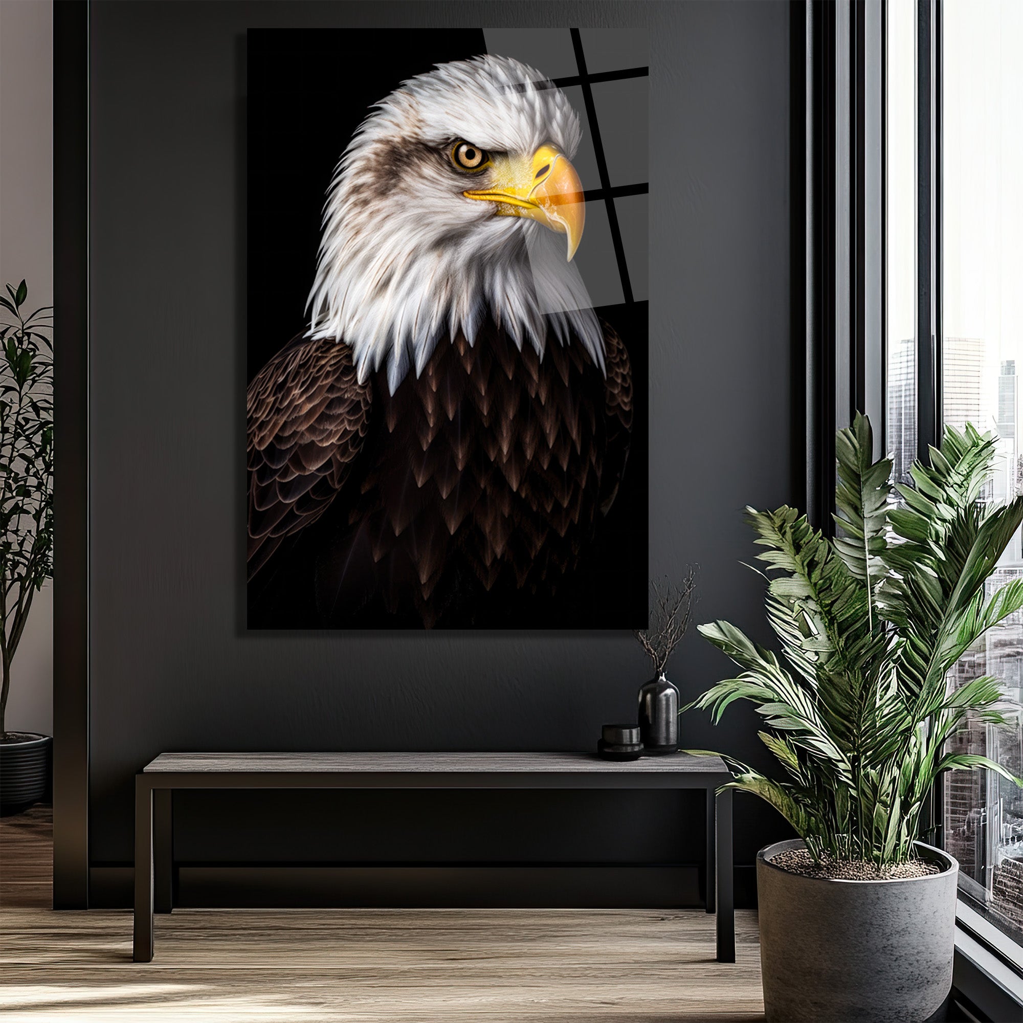 Görkemli Kartal Portresi Cam Tablo