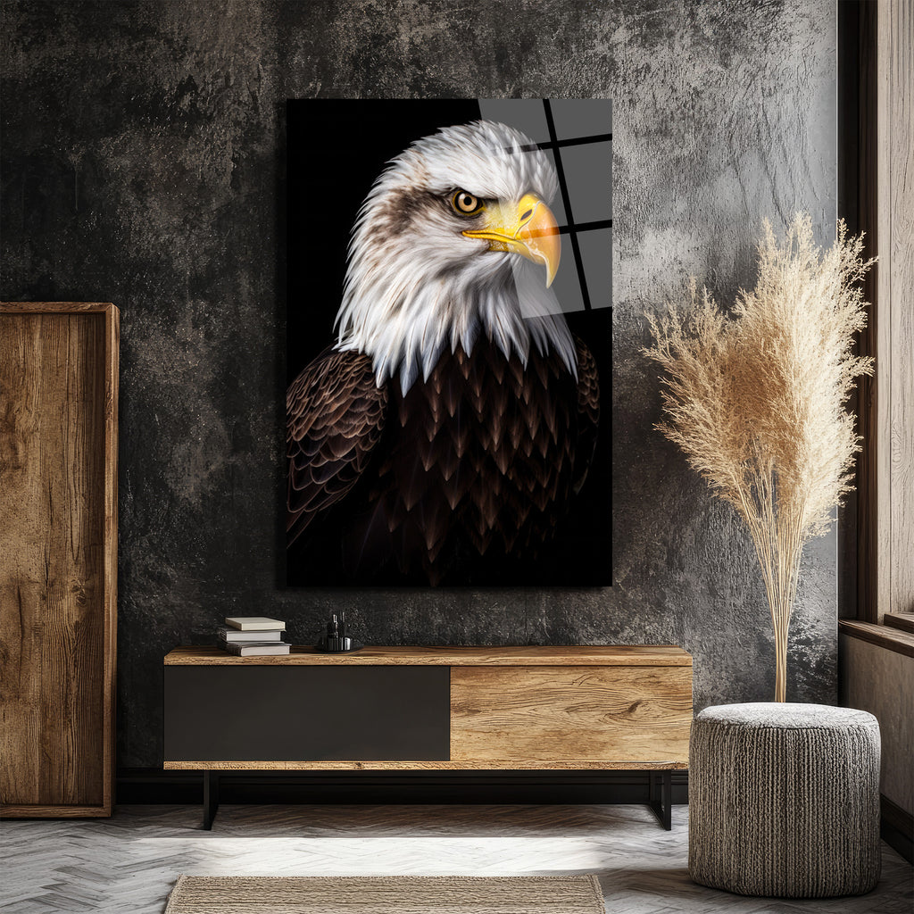 Görkemli Kartal Portresi Cam Tablo