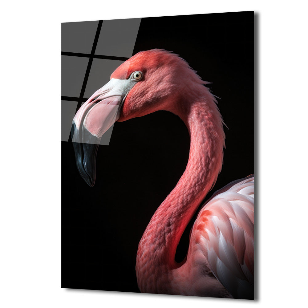 Vahşi Zarafet: Pembe Flamingo Cam Tablo