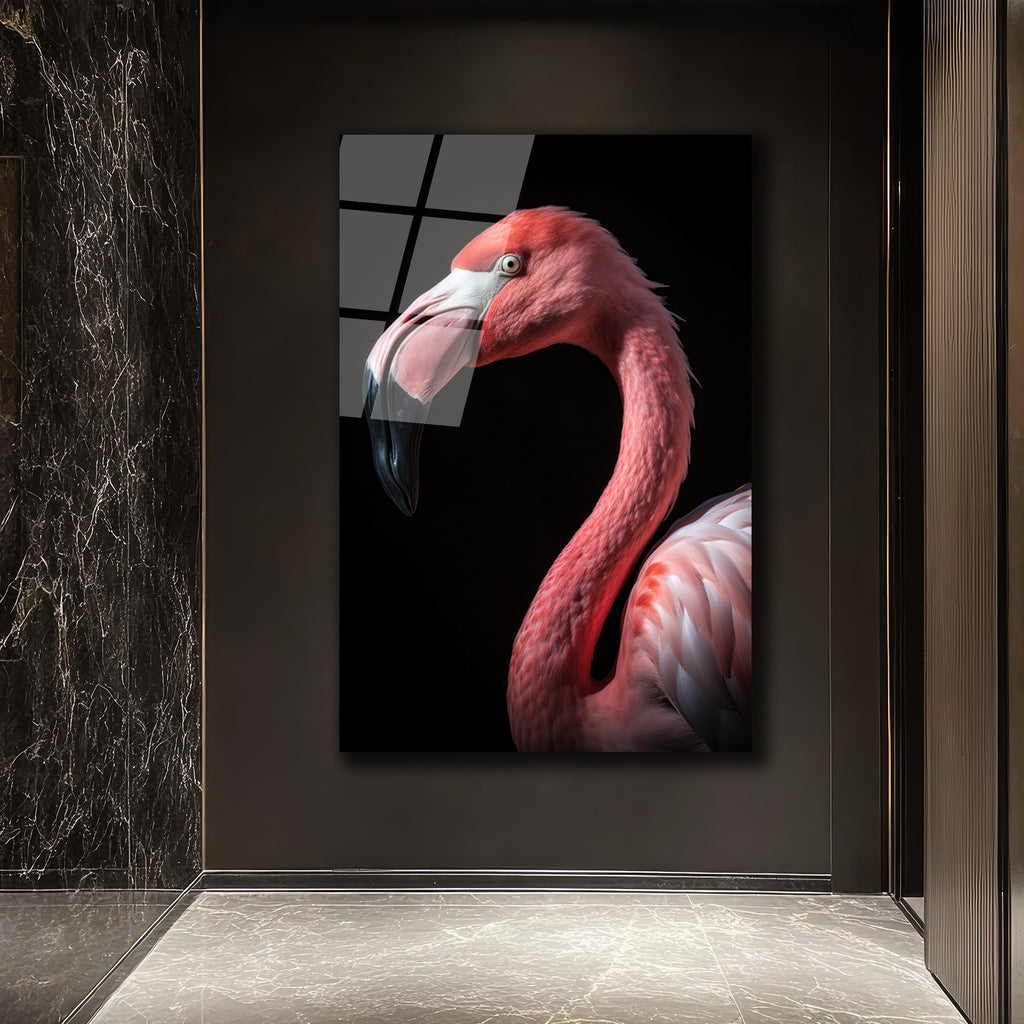 Vahşi Zarafet: Pembe Flamingo Cam Tablo