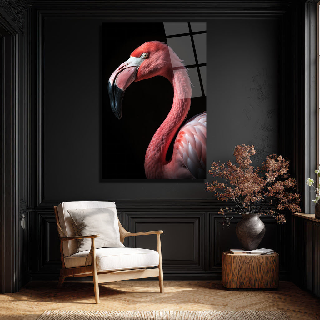 Vahşi Zarafet: Pembe Flamingo Cam Tablo