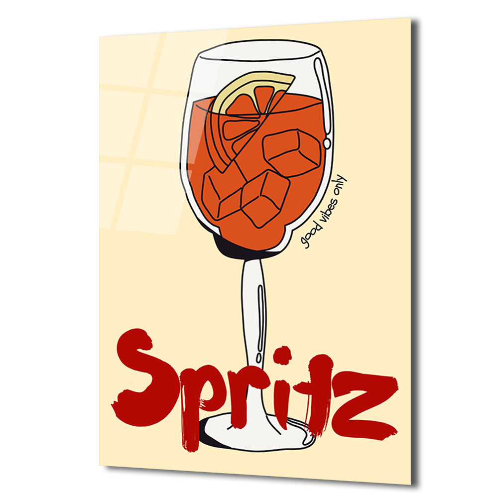 Spritz Cocktail Temalı Modern Cam Tablo - Good Vibes Only