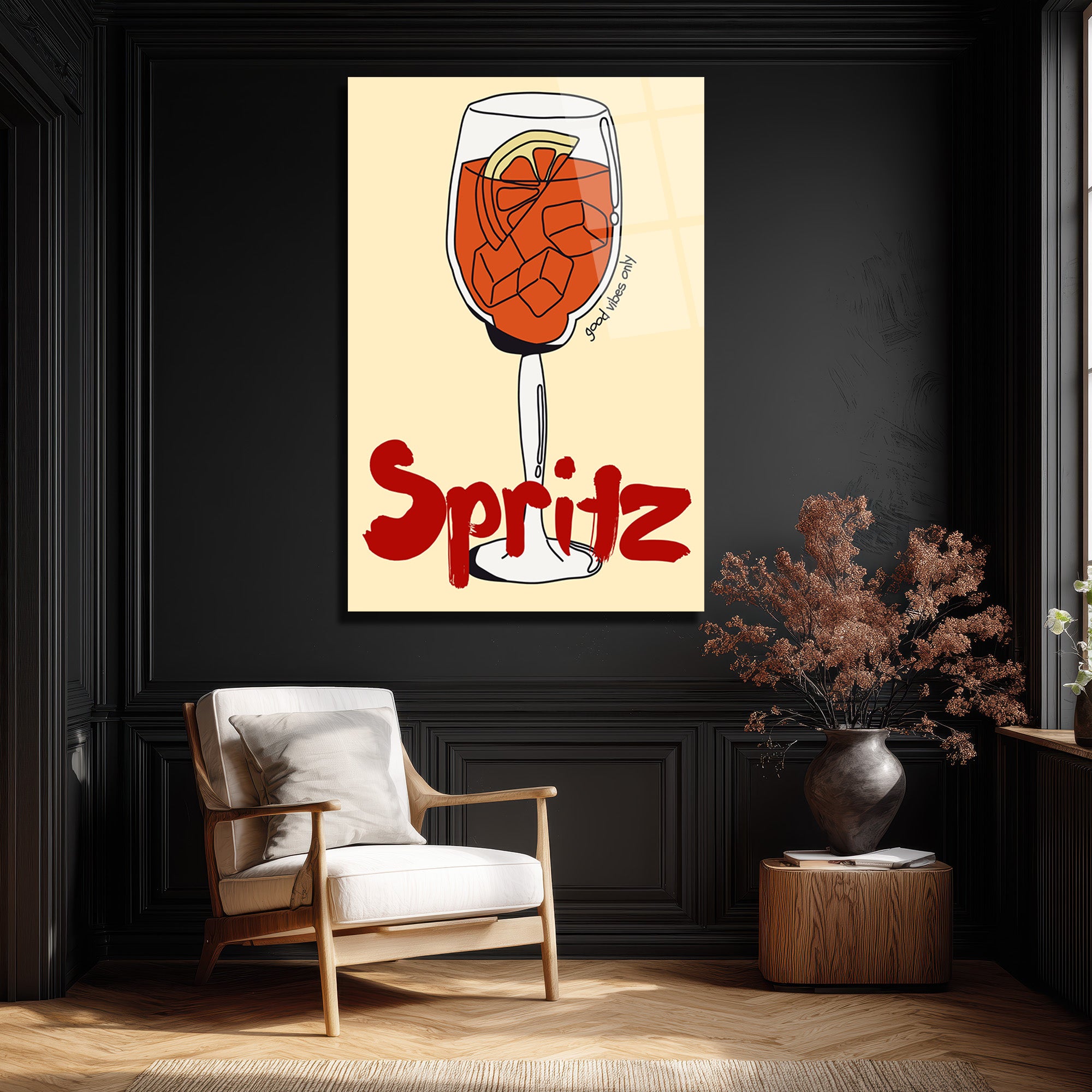 Spritz Cocktail Temalı Modern Cam Tablo - Good Vibes Only