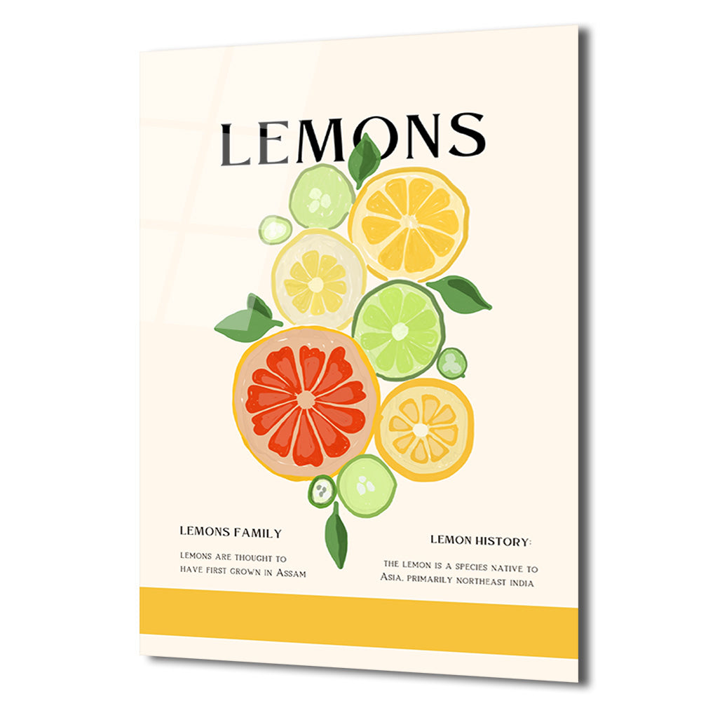 Canlandırıcı Limon Dilimleri Modern Sanat Cam Tablo