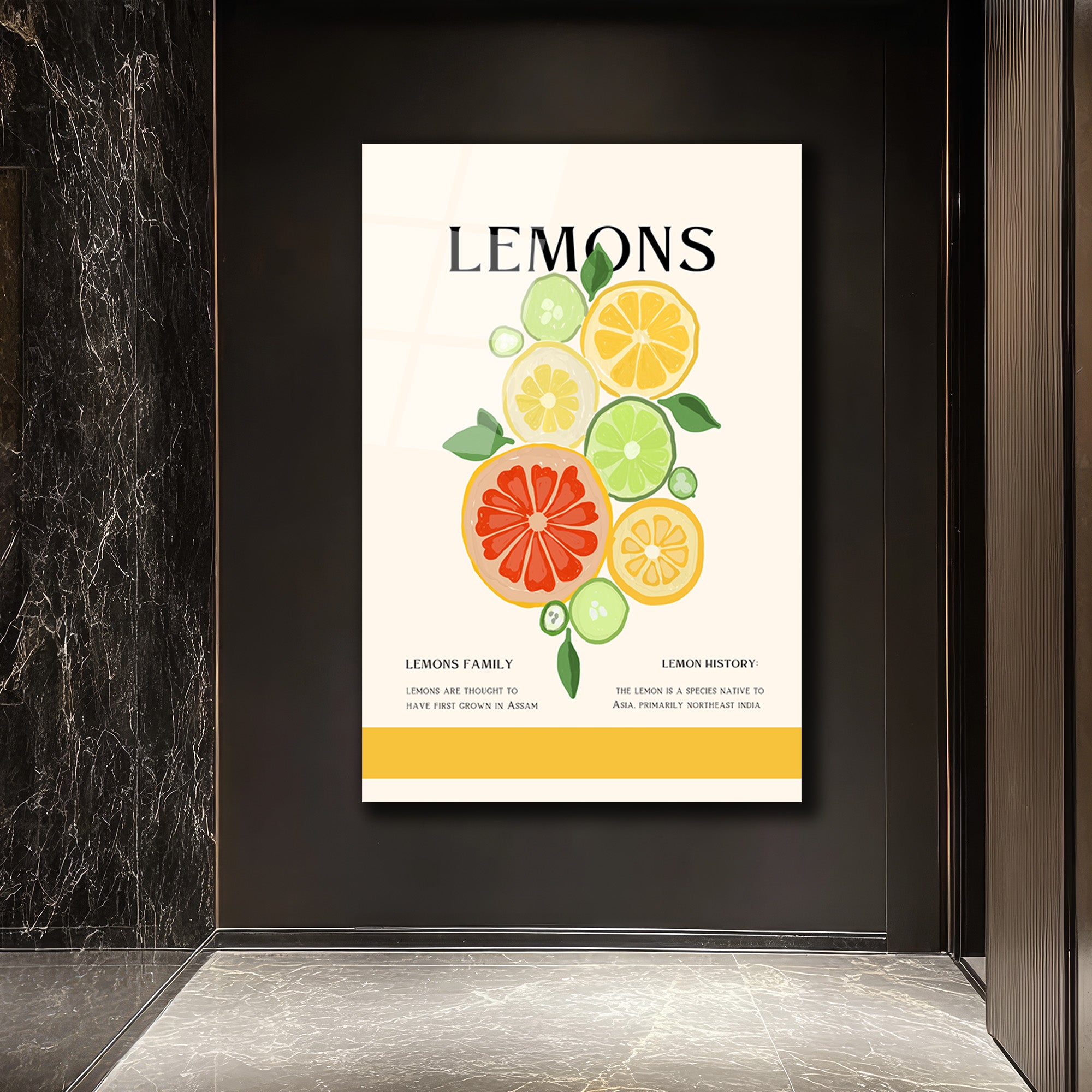 Canlandırıcı Limon Dilimleri Modern Sanat Cam Tablo