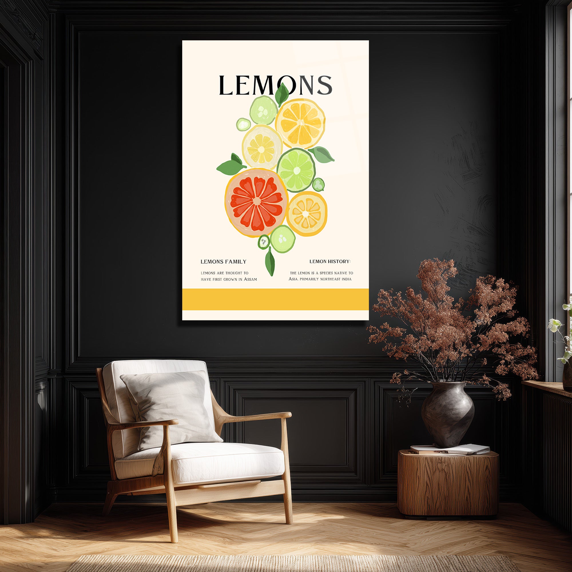 Canlandırıcı Limon Dilimleri Modern Sanat Cam Tablo