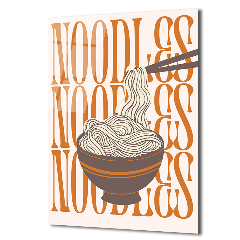 Noodles Desenli Modern Mutfak Cam Tablo