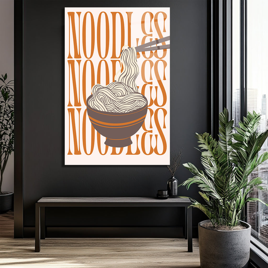 Noodles Desenli Modern Mutfak Cam Tablo