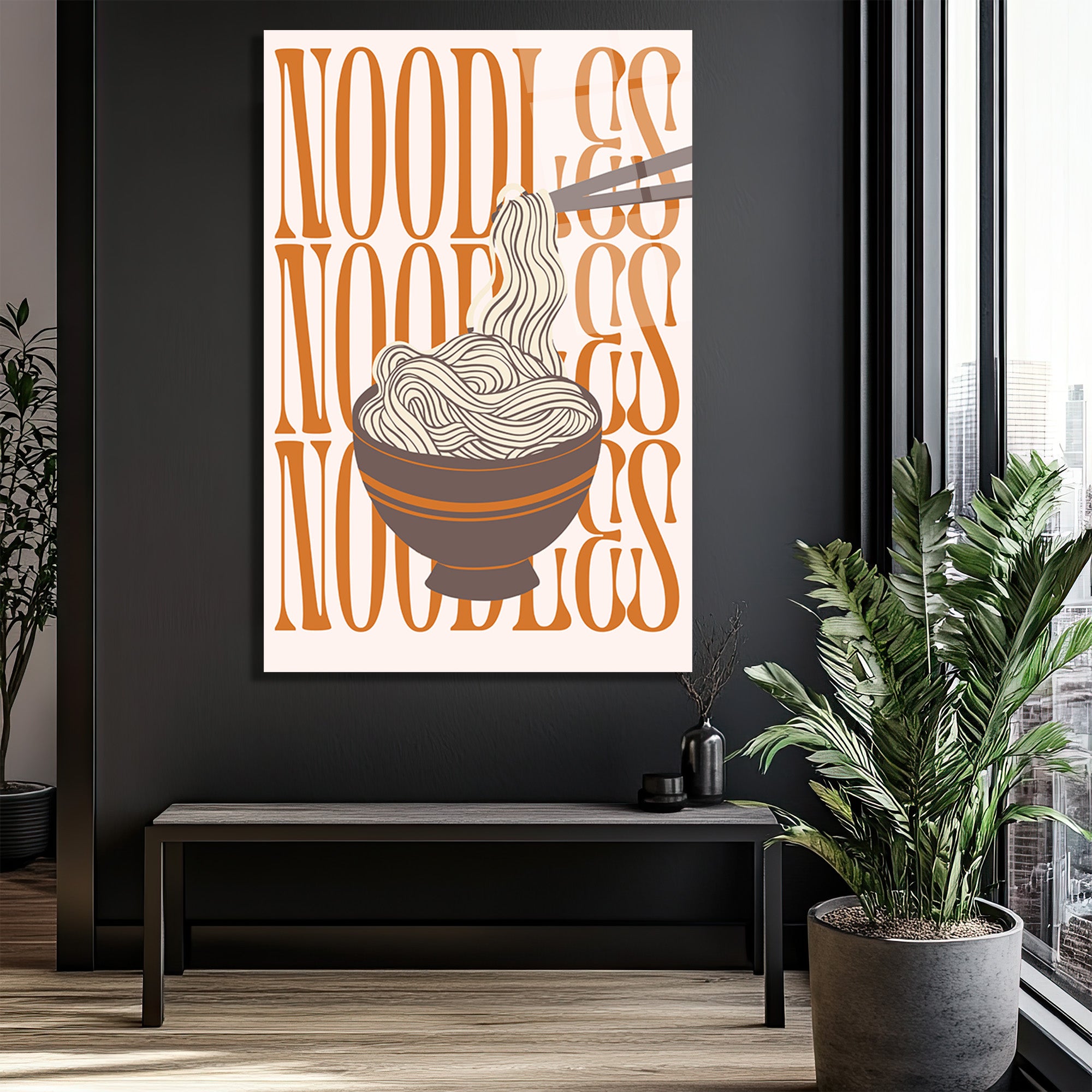 Noodles Desenli Modern Mutfak Cam Tablo