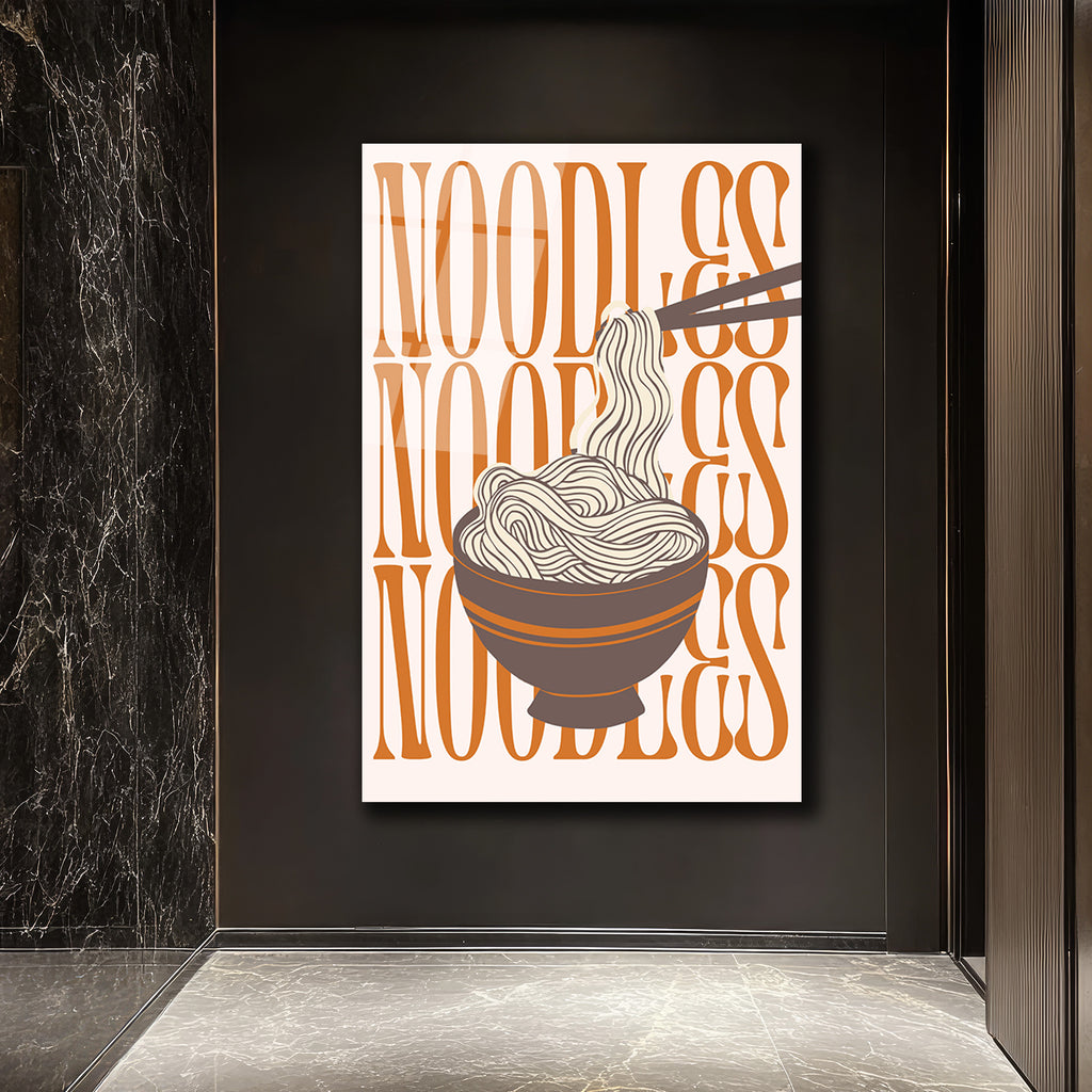 Noodles Desenli Modern Mutfak Cam Tablo