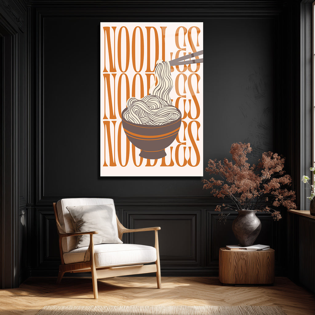 Noodles Desenli Modern Mutfak Cam Tablo