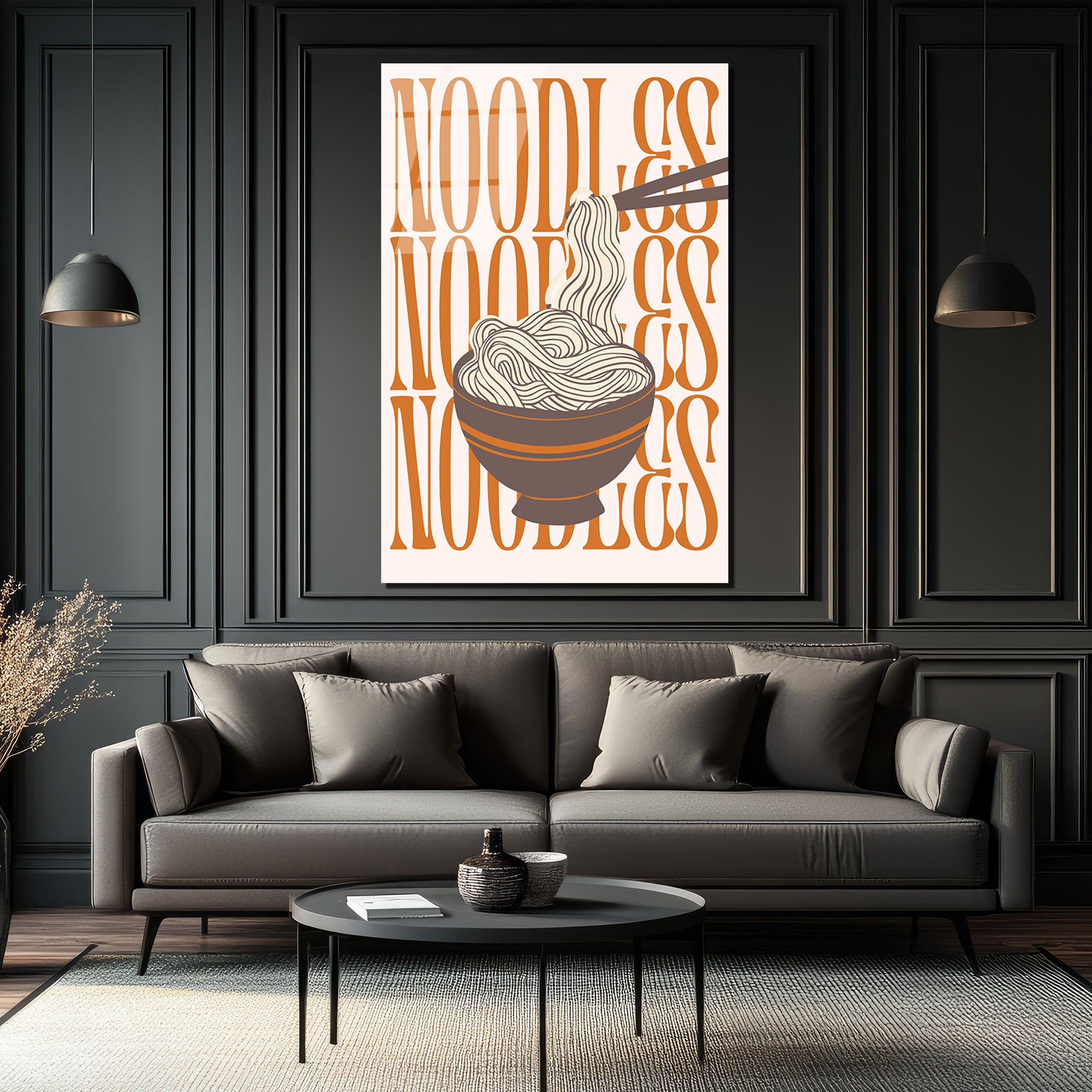 Noodles Desenli Modern Mutfak Cam Tablo