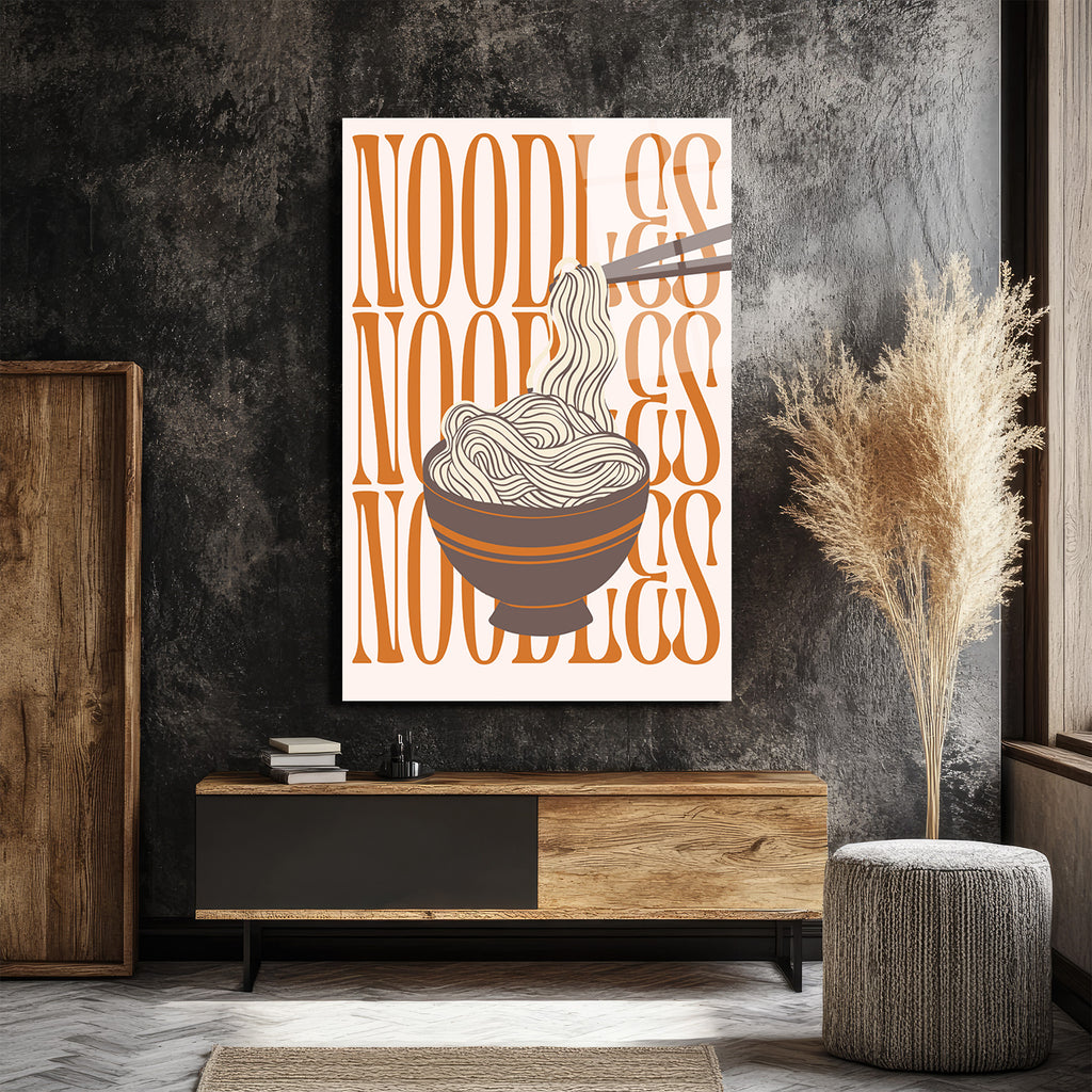 Noodles Desenli Modern Mutfak Cam Tablo