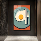 Minimalist Kahvaltı Yumurta Temalı Cam Tablo