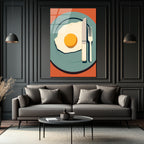 Minimalist Kahvaltı Yumurta Temalı Cam Tablo
