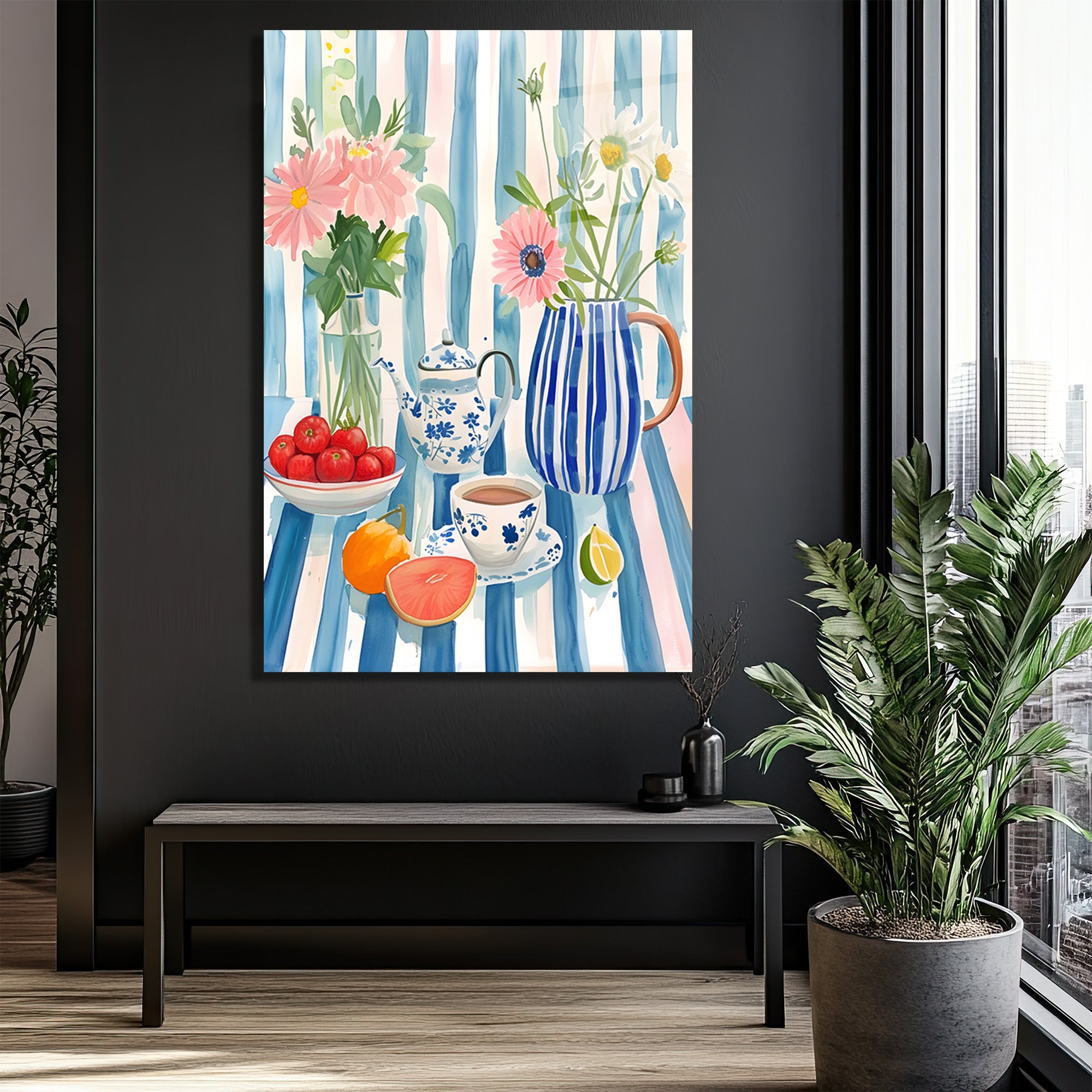 Canlı Renklerle Ferah Still Life Cam Tablo