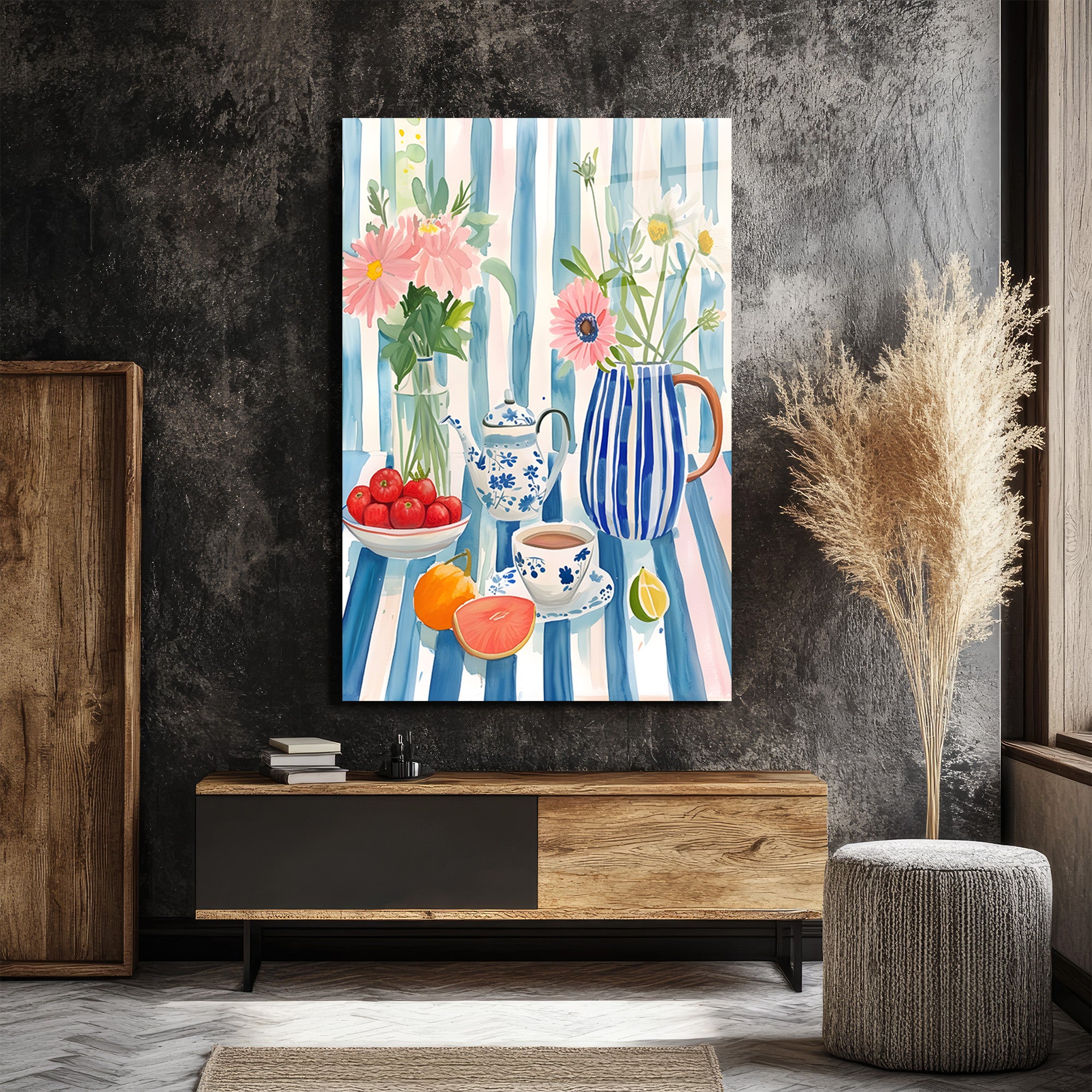 Canlı Renklerle Ferah Still Life Cam Tablo