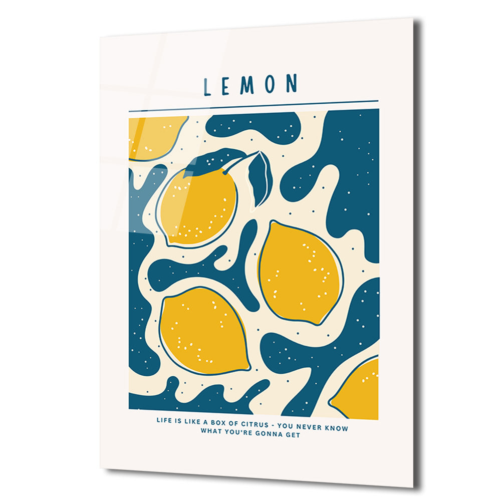Neşeli Limonlar Cam Tablo - Modern Mutfak ve Salon Dekorasyonu