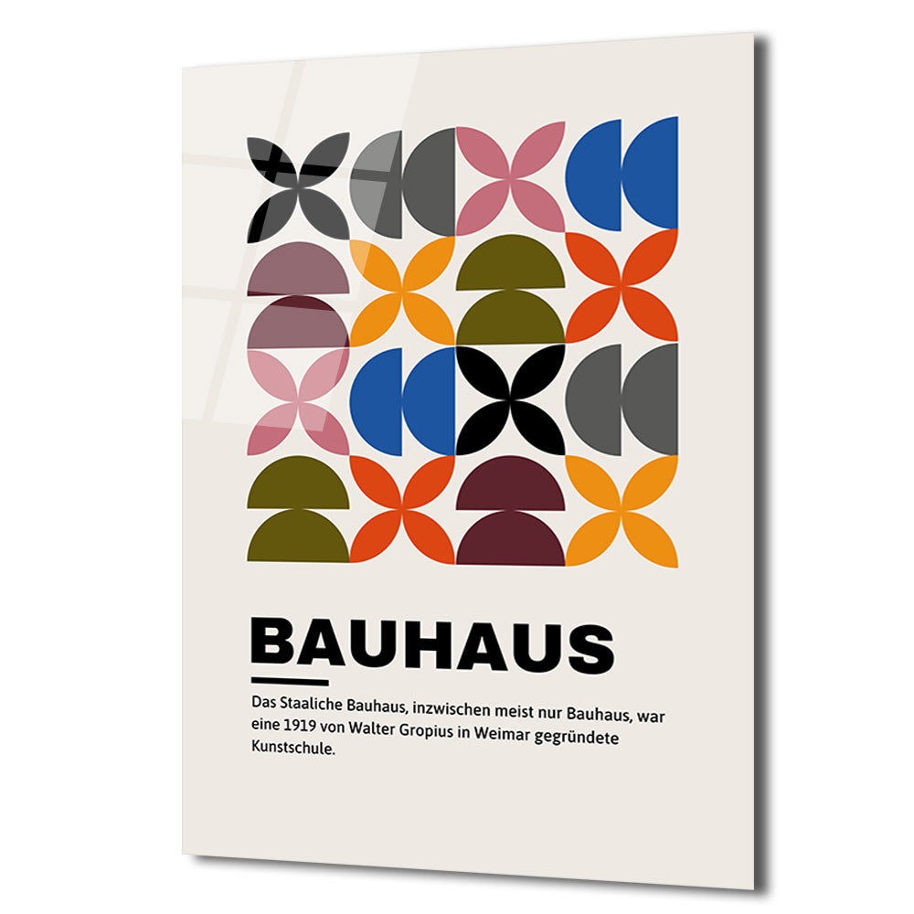Bauhaus Geometrik Desenli Modern Cam Tablo
