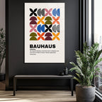 Bauhaus Geometrik Desenli Modern Cam Tablo