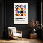 Bauhaus Geometrik Desenli Modern Cam Tablo