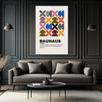 Bauhaus Geometrik Desenli Modern Cam Tablo