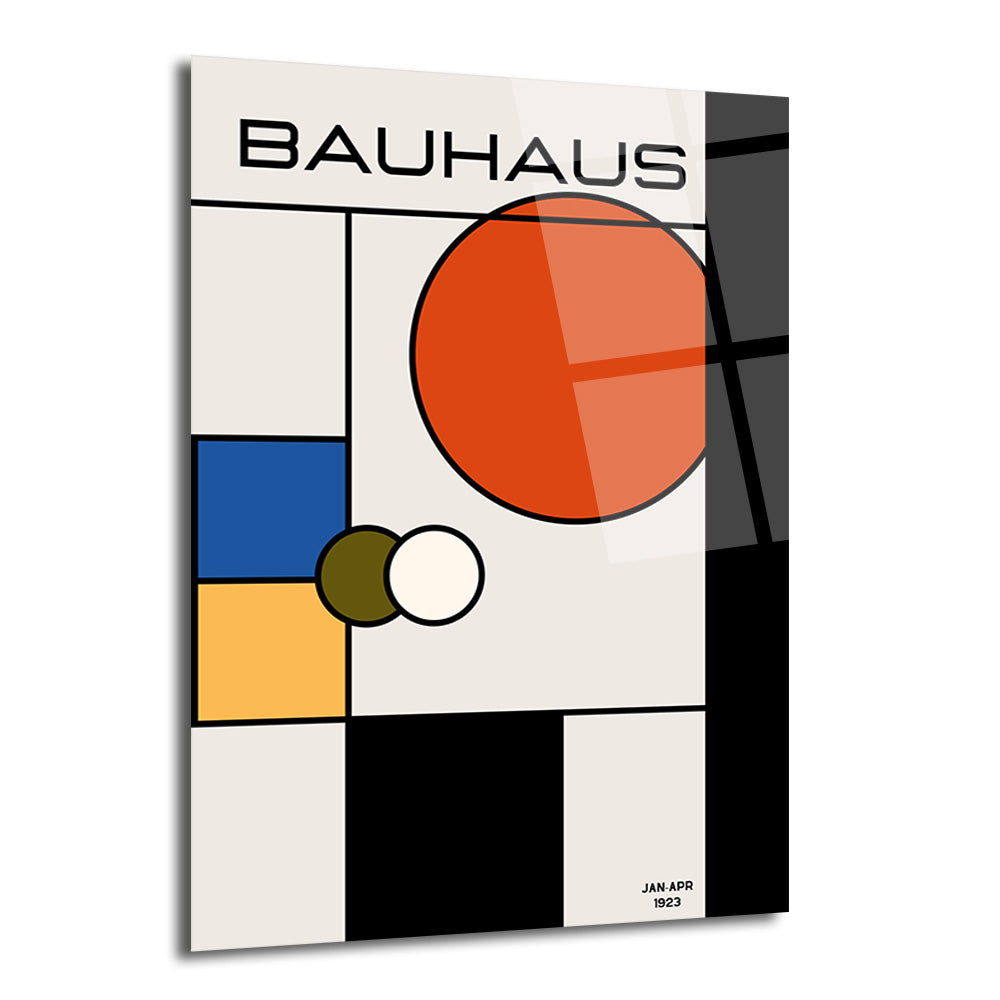 Bauhaus Modern Sanat Geometrik Tasarım Cam Tablo