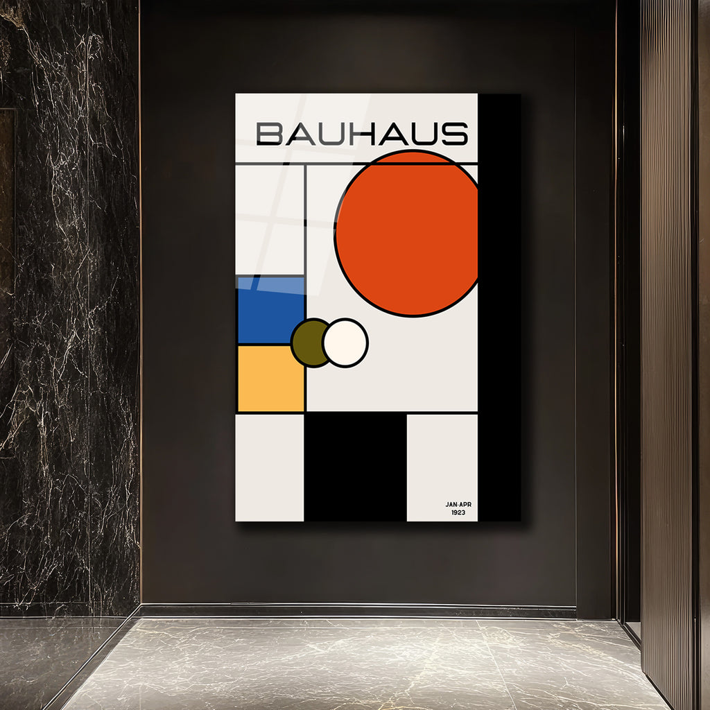 Bauhaus Modern Sanat Geometrik Tasarım Cam Tablo