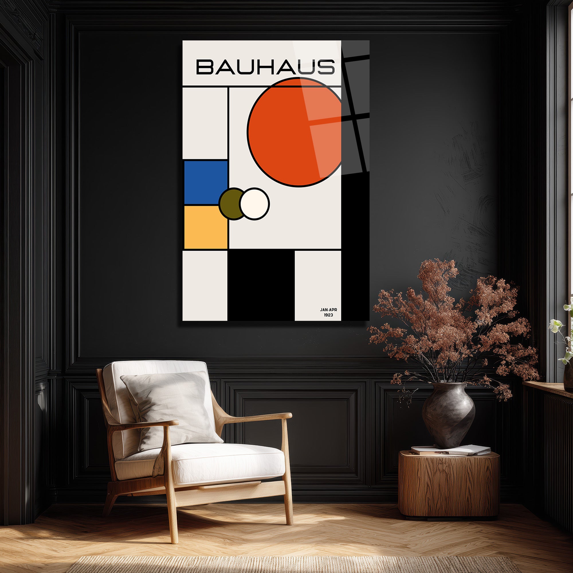 Bauhaus Modern Sanat Geometrik Tasarım Cam Tablo