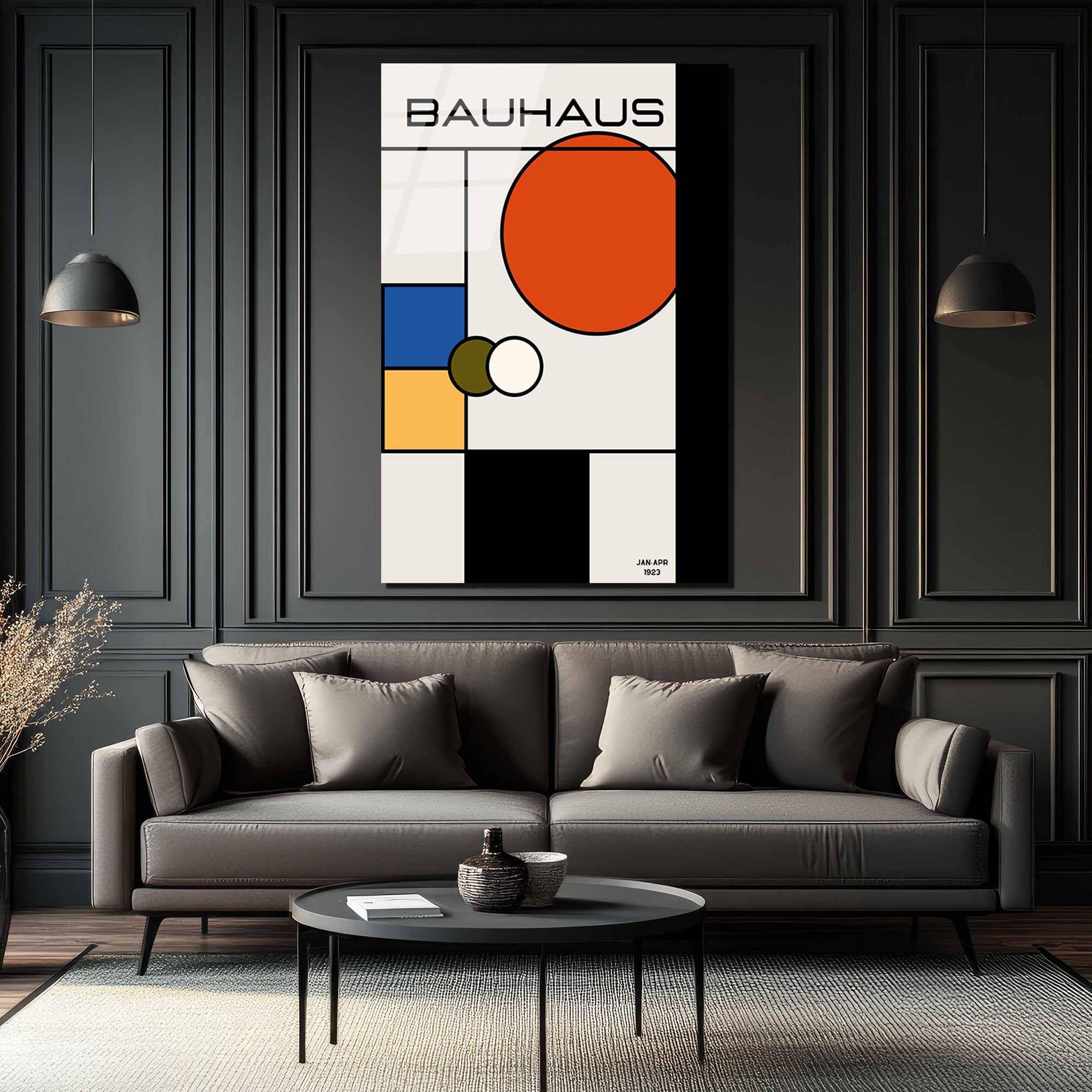 Bauhaus Modern Sanat Geometrik Tasarım Cam Tablo
