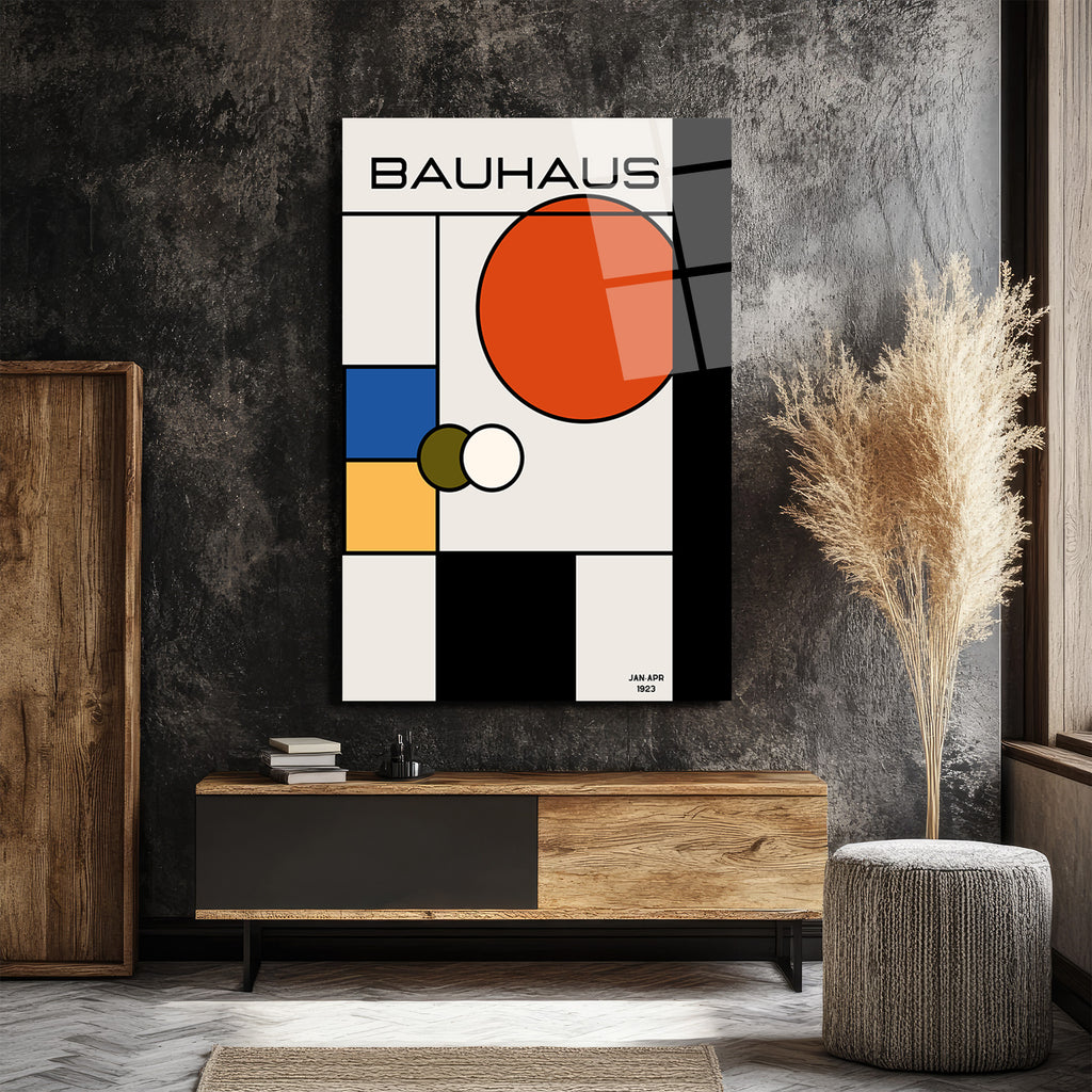 Bauhaus Modern Sanat Geometrik Tasarım Cam Tablo