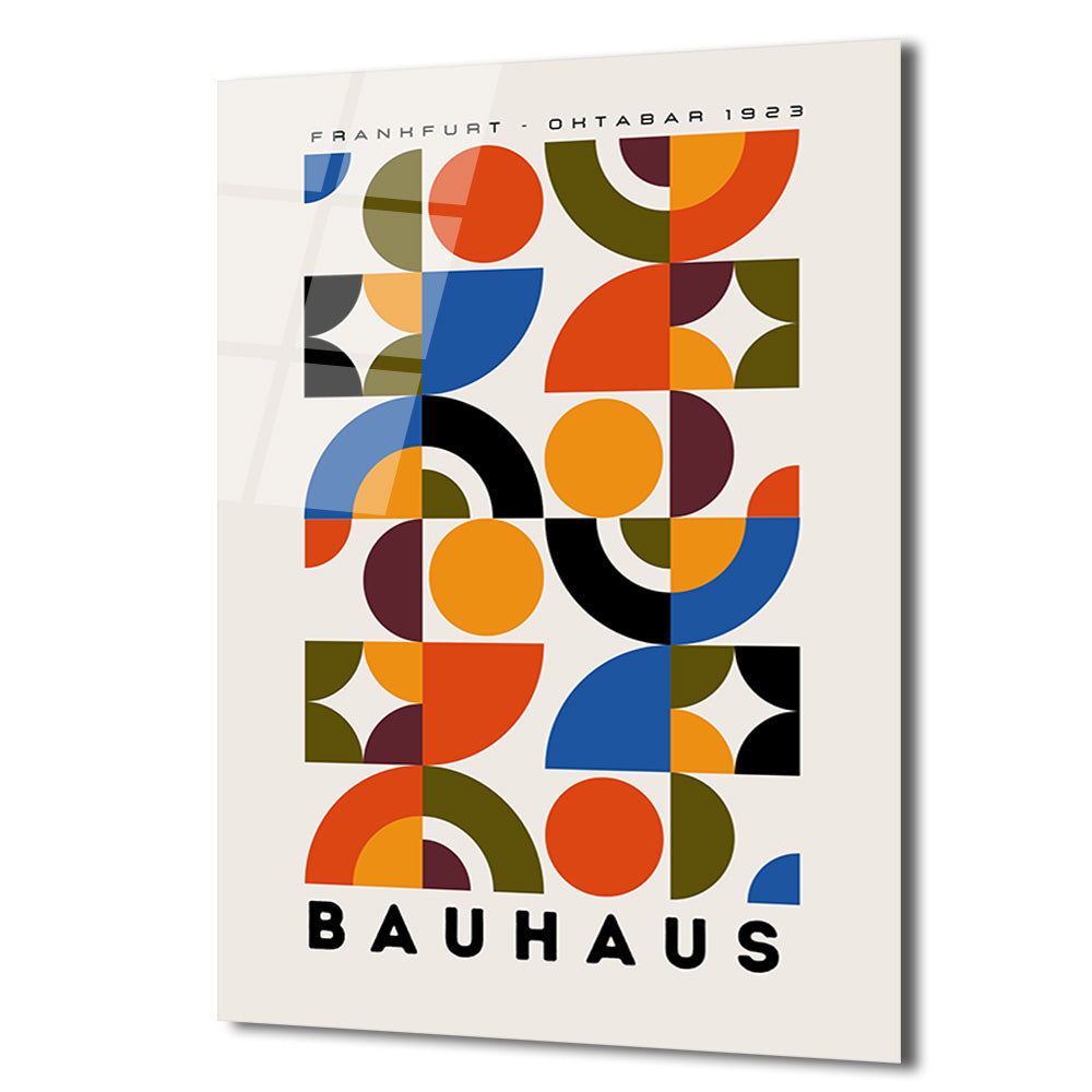 Bauhaus Sanatı Geometrik Desenli Modern Cam Tablo