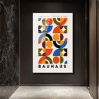 Bauhaus Sanatı Geometrik Desenli Modern Cam Tablo