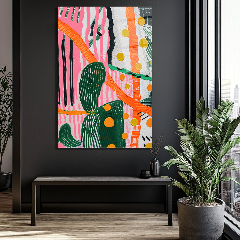 Canlı Renklerle Enerjik Soyut Sanat Cam Tablo