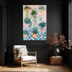 Canlı Bitkiler Temalı Pastel Çiçek Bahçesi Cam Tablo