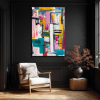 Enerjik Soyut Sanat Cam Tablo - Modern Duvar Dekorasyonu