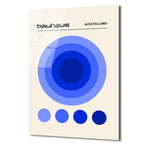 Bauhaus Mavi Tonlar Cam Tablo - Modern Sanatın Zarafeti