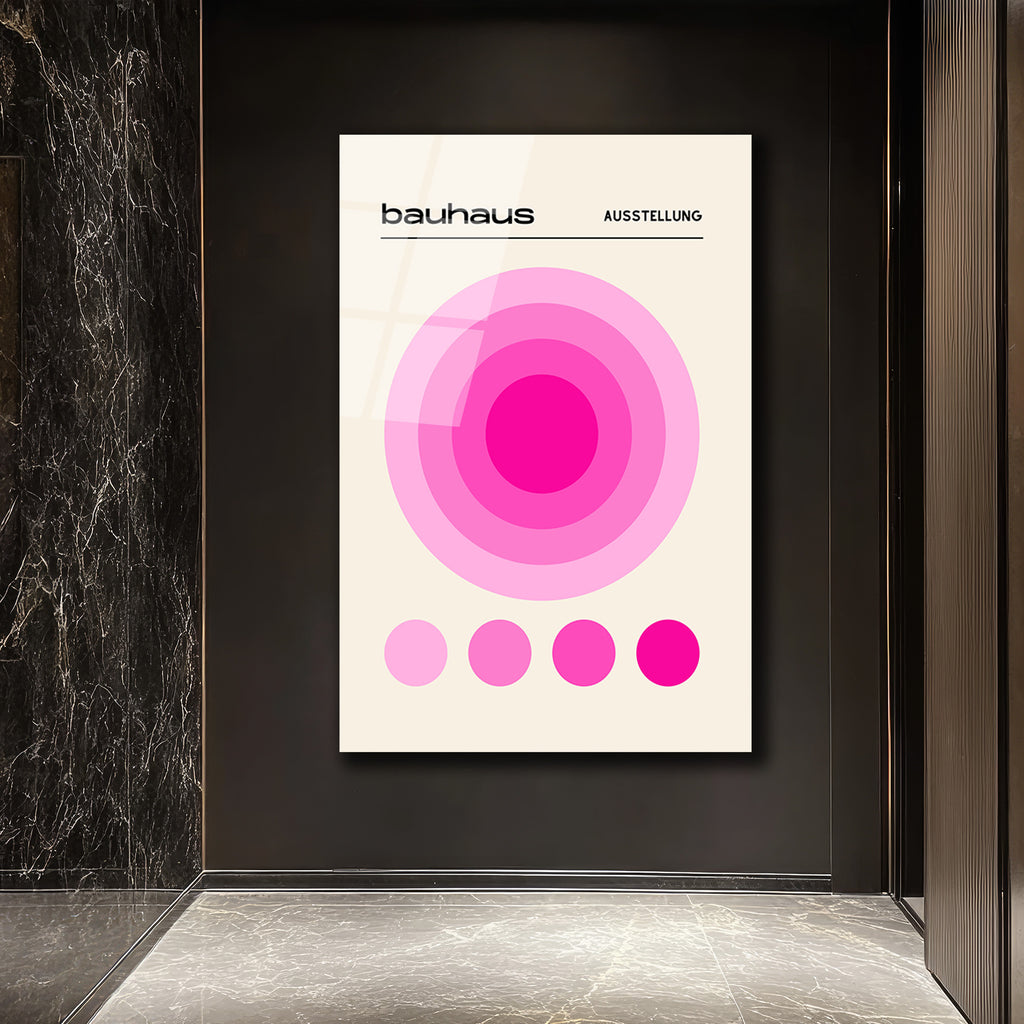 Bauhaus Pembe Daireler Modern Cam Tablo | Glazella Tasarım
