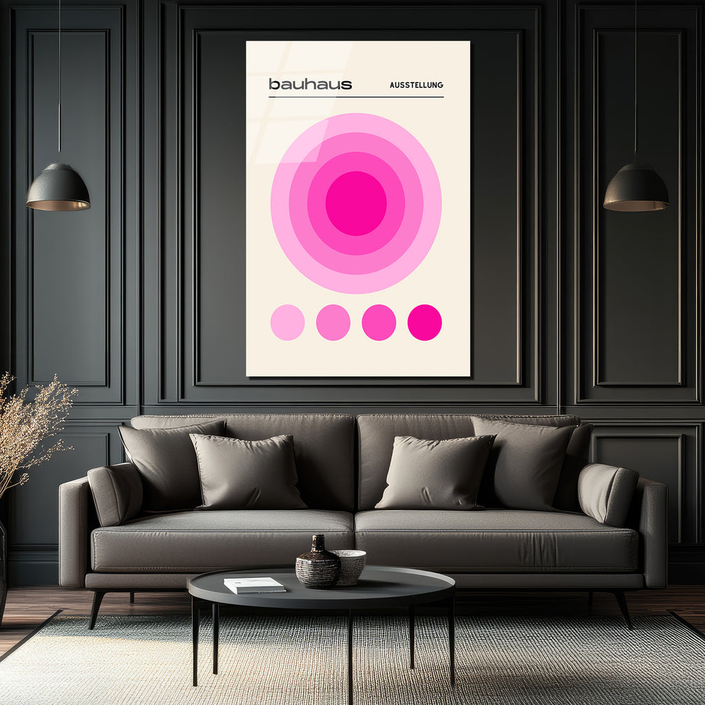 Bauhaus Pembe Daireler Modern Cam Tablo | Glazella Tasarım
