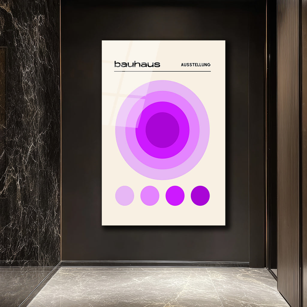 Bauhaus Mor Tonlar Geometrik Tasarım Cam Tablo