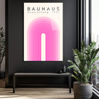 Bauhaus Pembe Kemerler Cam Tablo - Minimalist Sanat Dekorasyon