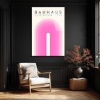 Bauhaus Pembe Kemerler Cam Tablo - Minimalist Sanat Dekorasyon