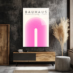 Bauhaus Pembe Kemerler Cam Tablo - Minimalist Sanat Dekorasyon