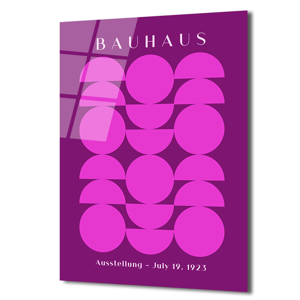 Bauhaus Mor Pembe Minimalist Geometrik Cam Tablo