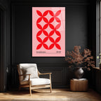 Bauhaus 1919 Kırmızı Geometrik Pembe Cam Tablo