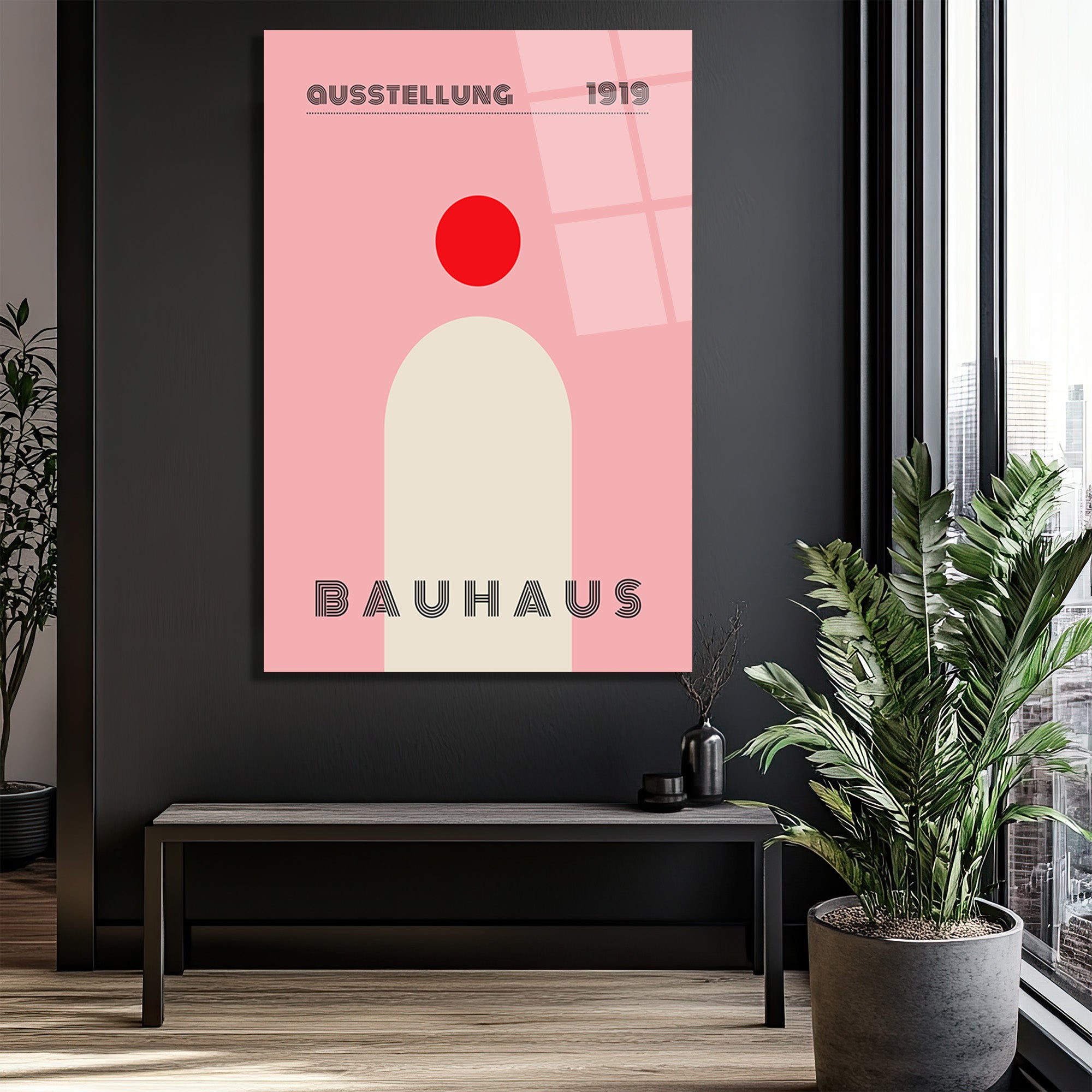Ausstellung 1919 Bauhaus Estetiği Pembe Cam Tablo