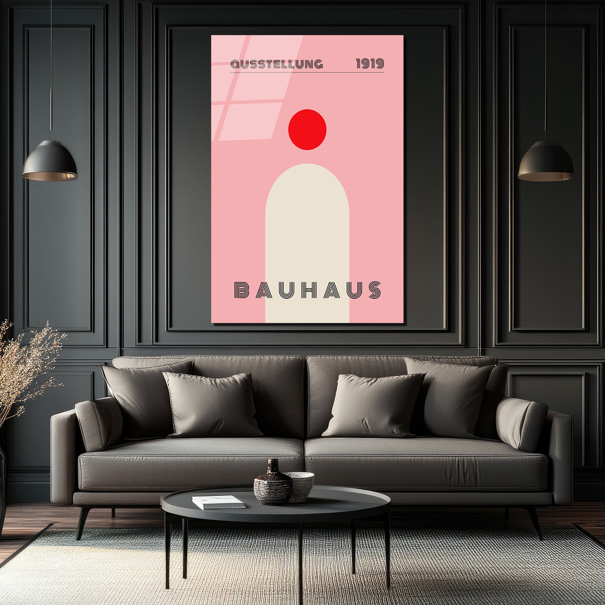 Ausstellung 1919 Bauhaus Estetiği Pembe Cam Tablo